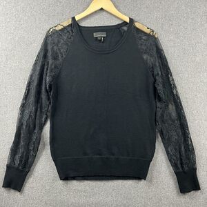 I Jeans by Buffalo Women’s M Black Lace Sleeve Sweater Romantic Chic